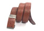 Men 's Ostrich Pattern Genuine Leather Ratchet Dress Belt Invisible Tail Design