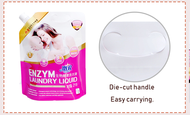Liquid Plastic Bag With Doypack Reusable Stand Up Detergent Spout Pouch