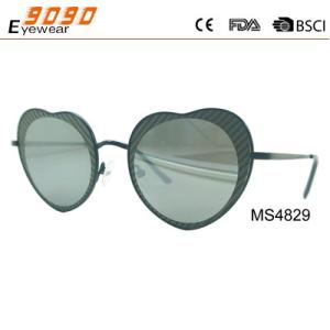 Wholesale Women's heart fashionable sunglasses with metal frame, UV 400 Protection Lens from china suppliers