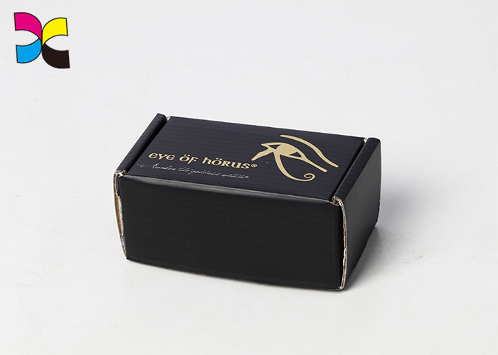 Black Custom Corrugated Shipping Boxes Lamination Debossing UV Finishing