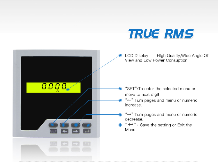 Single Phase LCD display Multimeter with RS485 Communication Port