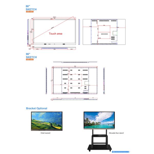 55" 65" 75" Interactive Flat Panel Touch Screen Smart Meeting Board Android Windows Dual OS All in One Boardroom Display
