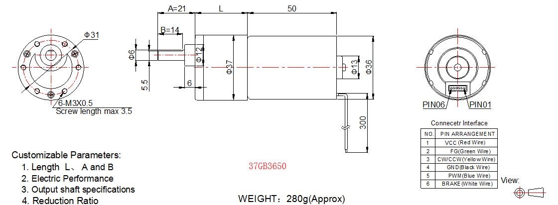 Smart Robots Brushless Gear Motor 37mm Offset Shaft Spur Gearbox With 37mm Gearbox