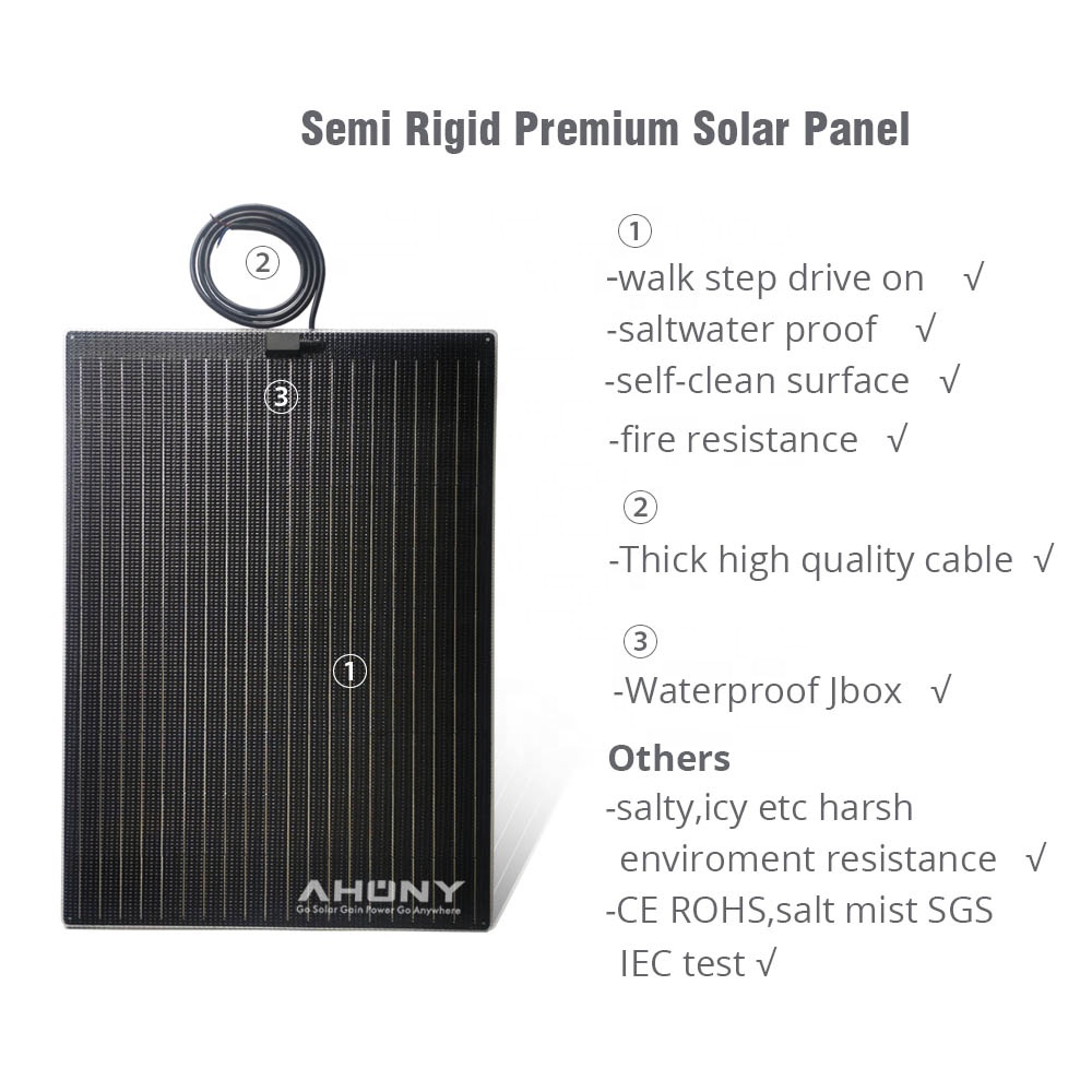 Semi Rigid Walkable 130w Solar Flexible Panels Panneaux Solaire For Car Packing Roof Hike Travel Marine Camping Rv Boat Yacht