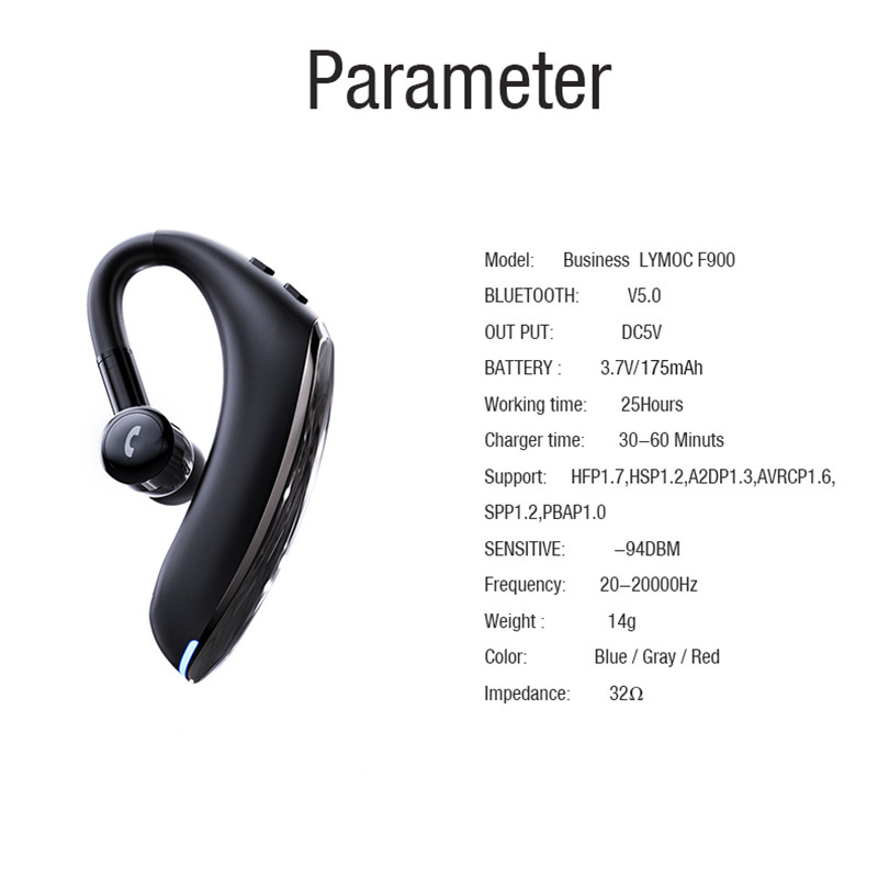 Graphene Horn Stereo Earphones Wireless Business Earhook Hands Free