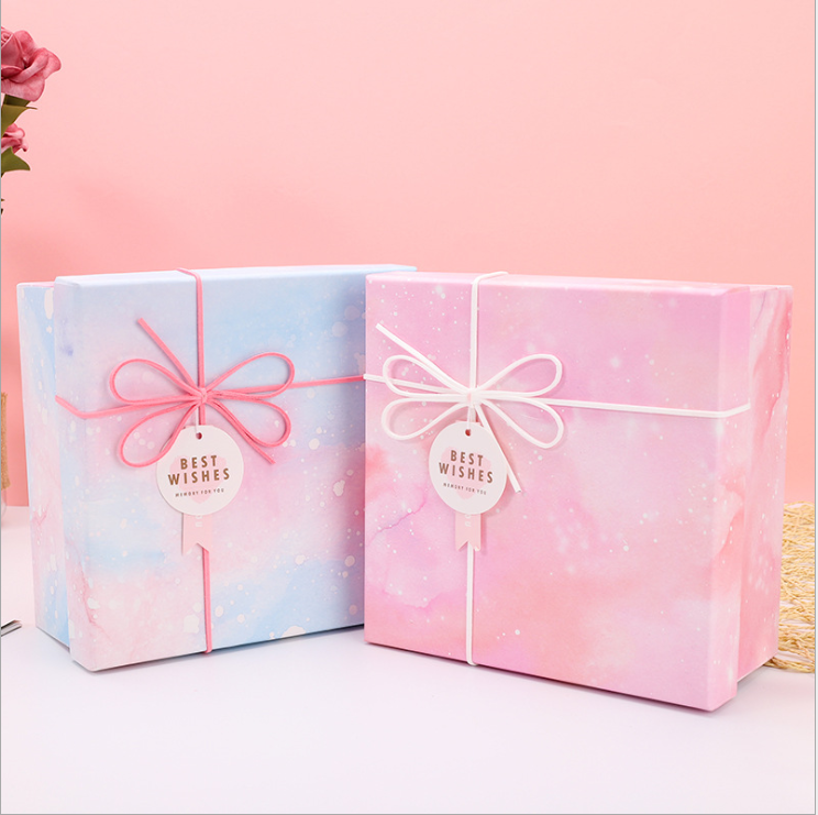 Custom Printing Square Foldable Luxury Paper Gift Box With Ribbon