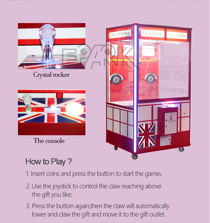 Shopping Mall British Style Crane Game Machine Gift Vending Coin Operated