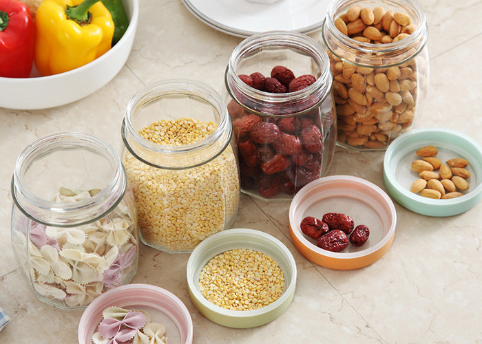 Transparent Lid High White Glass Sealable Glass Jars For Seasonings
