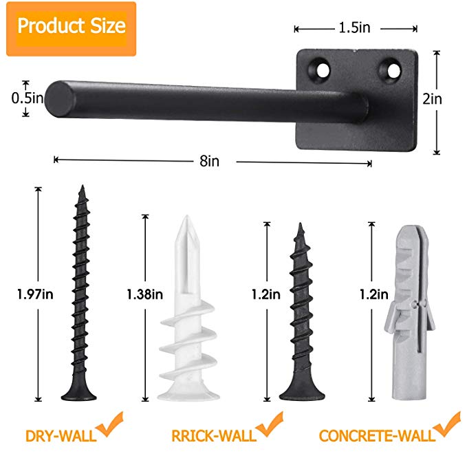 Black or White T-Shaped Steel Floating Shelf Brackets Ideal for Wall Mounted Furniture
