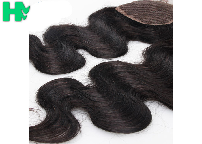 Grade 9A Human Hair Closure With Baby Hair Bleached Knots / Brazillian Body Wave