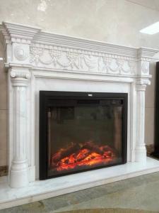 China 30mm Thick White Marble Tile Fireplace Mantel Throughout Surround Inspirations on sale