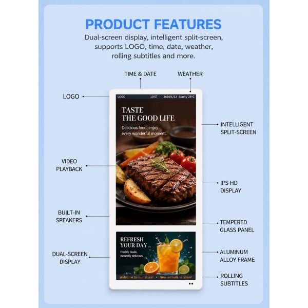21.5" Elevator Advertising Player Wall Mounted Digital Signage Android WiFi Split Screen LCD Lift Monitor OEM