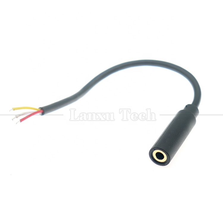 Customized 3.5mm TRS 3 poles Shield Audio Jack Female to Open Stripped Tinned Bare End Wires Cable