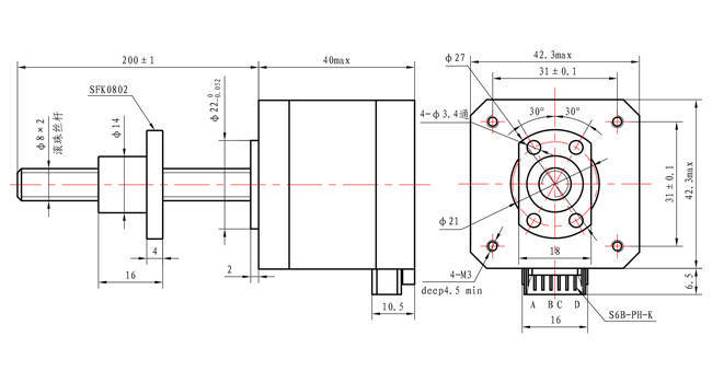 NEMA 17 Linear Stepper Motor Lead Screw Tr8*2 40mm Body 0.45N.M For Industrial Automation