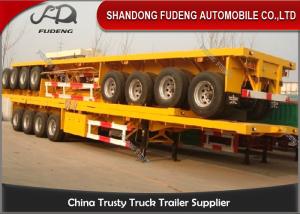 Wholesale 4 Axle Flatbed Semi Trailer , 40 / 20ft Container Carrying Semi Flatbed Trailers from china suppliers