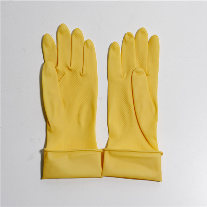 Reusable Flocklined Kitchen Rubber Gloves anti-Chemicals Household rubber gloves