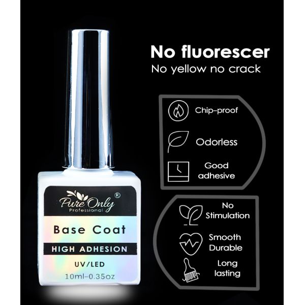 Professional Grade Pure Only Nail Suppliers No Cleanse No Wipe Chrome Uv Led Gel Top Coat Base Coat for Gel Polish Nails