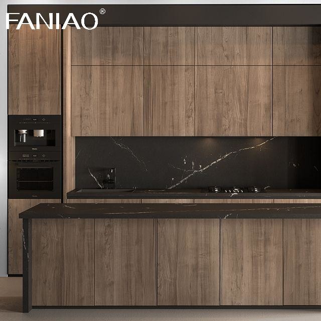 Engineered Wood Small Kitchen Cabinet Natural Wood Grain Modern Kitchen Cabinet