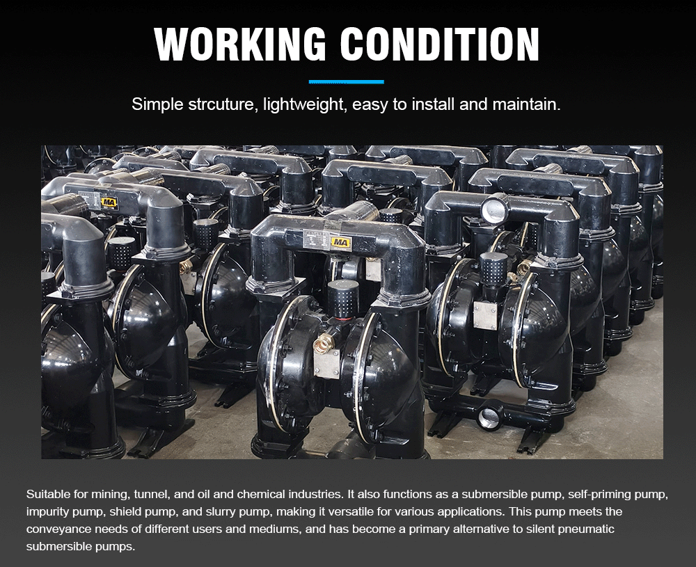 Black 230L/Min Pneumatic 1.5 Inch Diaphragm Pump BQG Series