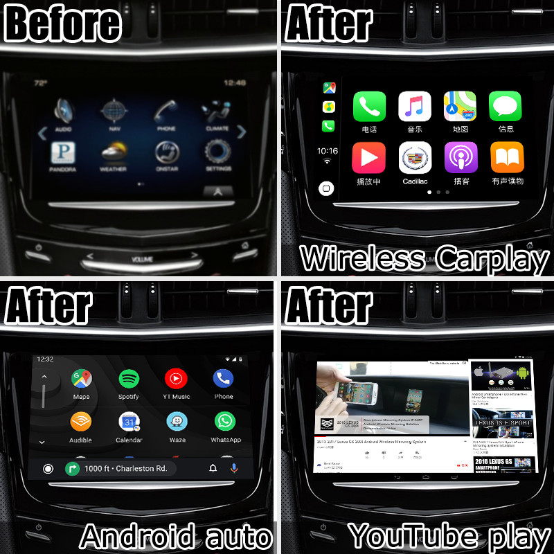 Cadillac XTS CUE system wireless carplay Android auto youtube play video interface by Lsailt Navihome