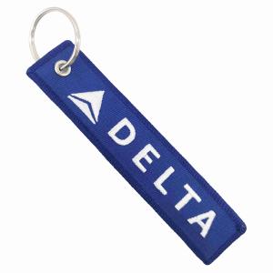 Wholesale Blue White Custom Embroidered Keychain Co-Branded Gift DELTA Airlines Custom Embroidered Keyring from china suppliers