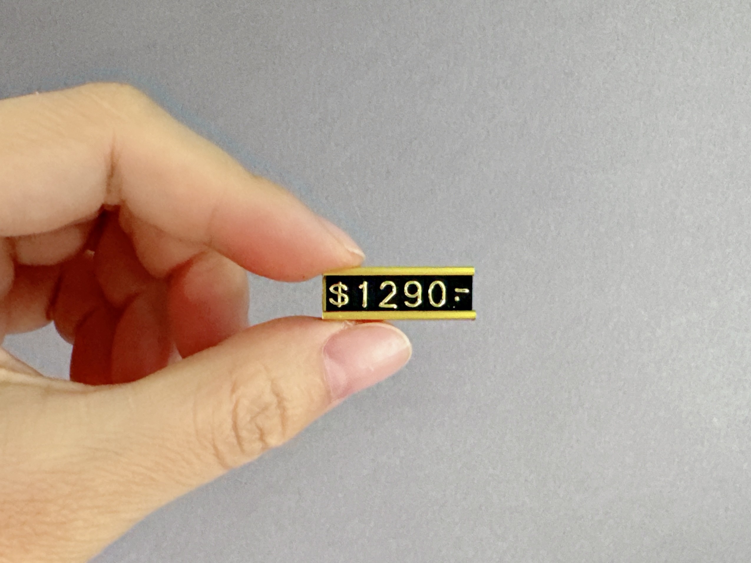 Gold Mini Plastic Pricing Tags with Metal Base and plastics letters