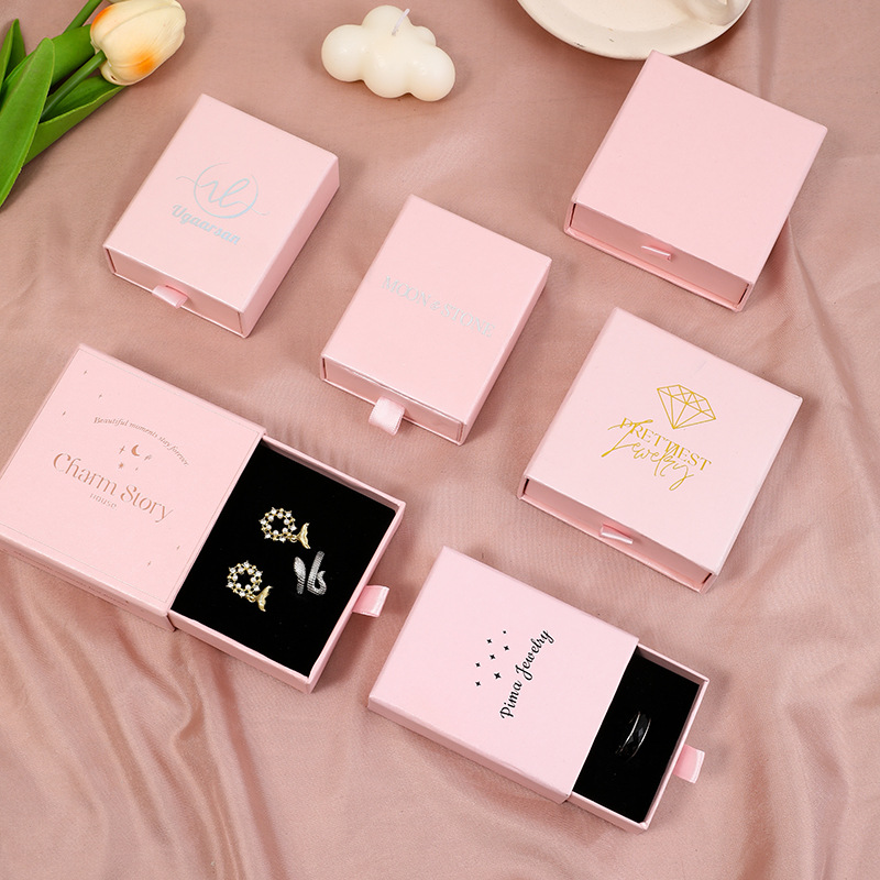 Custom Logo Cardboard Drawer Jewelry Packaging Box For Necklace Earring Bracelet Ring Jewelry Box