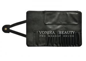 China Soft Faux Leather 13 Slots Fashion Black Makeup Brush Roll Bag Cosmetic Holder Pencil Case on sale