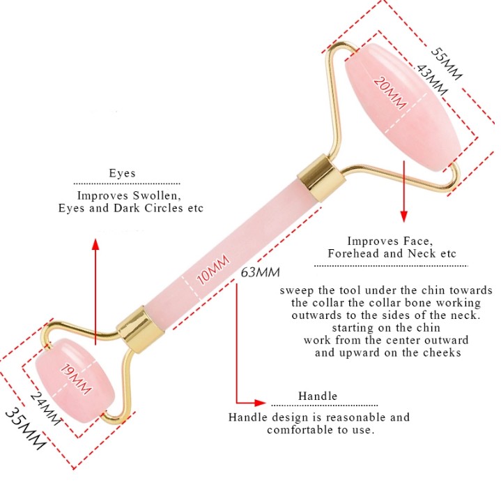 Anti Puffiness Facelift Jade Stone Rollers Length 150mm