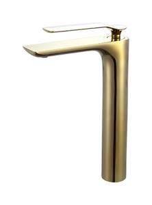 Wholesale Brushed Golden Brass Basin Mixer Faucet Single Lever Basin Mixer Bathroom Hot And Cold Water OEM from china suppliers