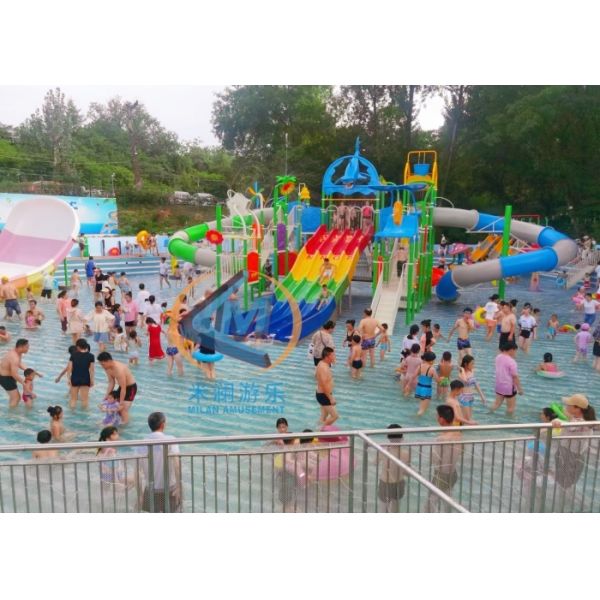 Custom Kiddie Pool Outdoor Playground Attractive Colors With Plastic Slide
