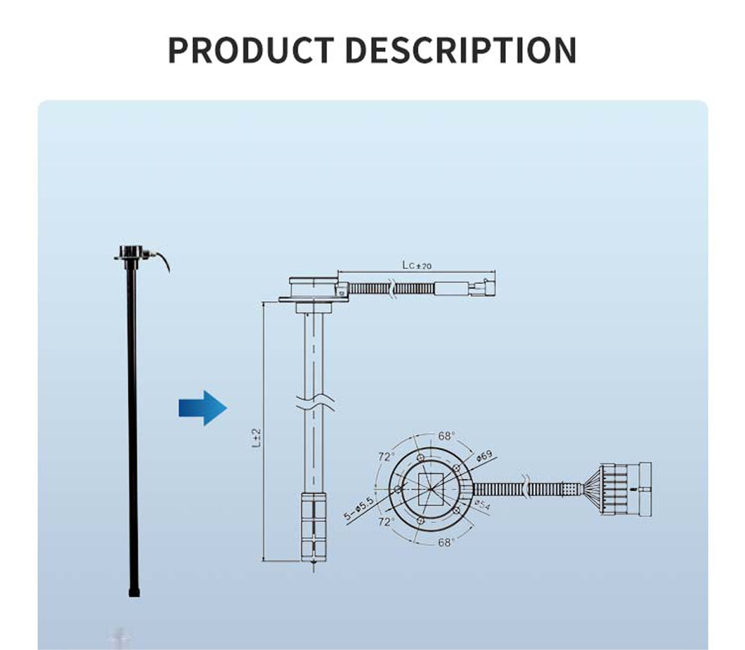 1000mm Truck Capacitive Fuel Level Sensor PL332 RS232 Output