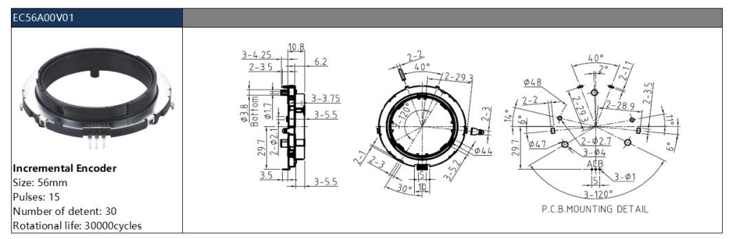 Ec56 Hollow Rotary Encoder Small Appliance Digital Function Control Ultra-Thin Incremental Rotary Encoder