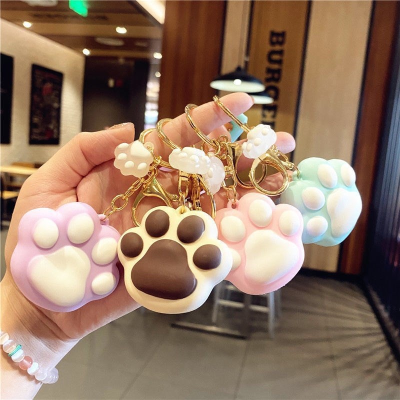 Cartoon Modeling Silicone Key Chain LED Flashlight Key Ring Handbag Bag Purse Pendant Key Holder
