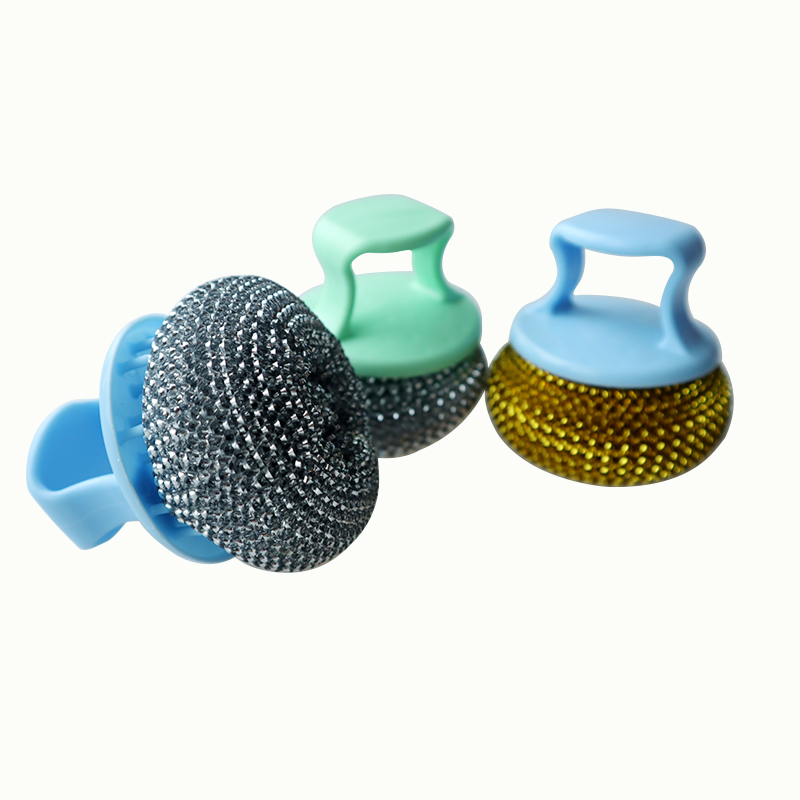Rust Proof Kitchen Cleaning Scourer No Scratch Stainless Steel Scourer With Handle