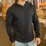 Black Gray Long Sleeve Unisex Plain Hoodies Anti Pilling Pullover Sweatshirts