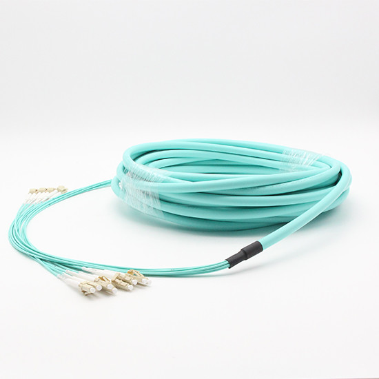 Pre Terminated Multifiber Breakout Patch Cable LC UPC OM3 Multimode 850nm