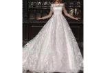 Flower Lace Long Tail Wedding Dress / Elegant Satin Wedding Gowns