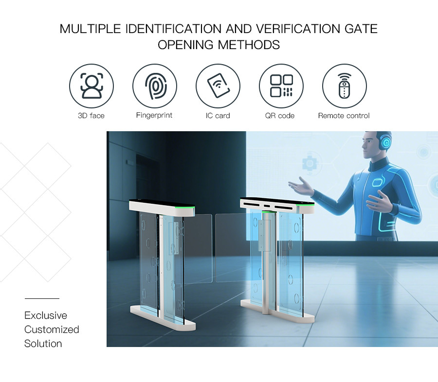 Office Building Speed Turnstile Gate with 2 Million Trouble-Free Operation Times and Customizable Face Recognition Detector