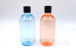 Round Shoulder PET Cosmetic Bottles Body Wash Container 300ml Transparent Blue