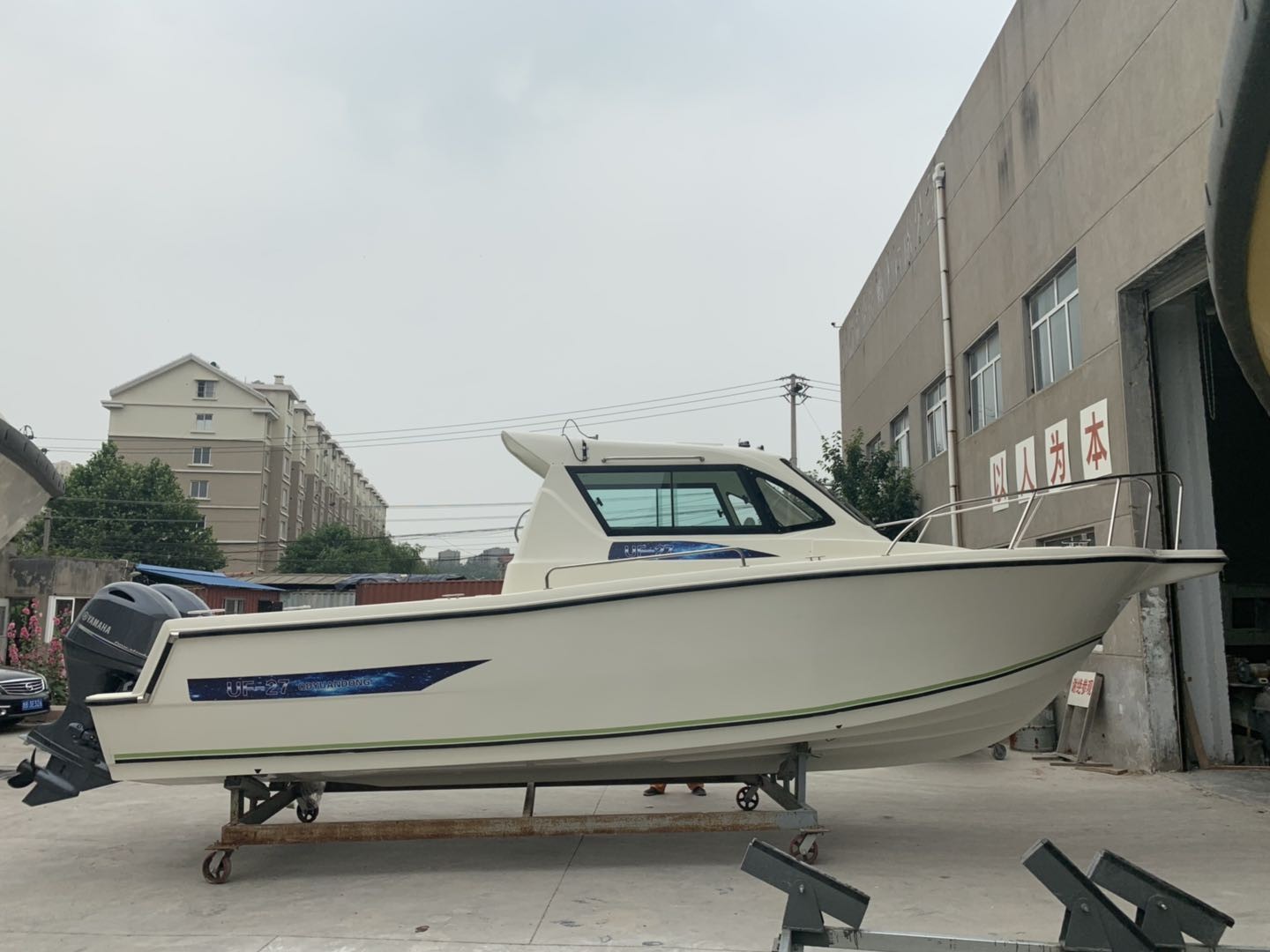 2023 new 8.7m GRP fishing yacht with cabin in cheap price with two engines