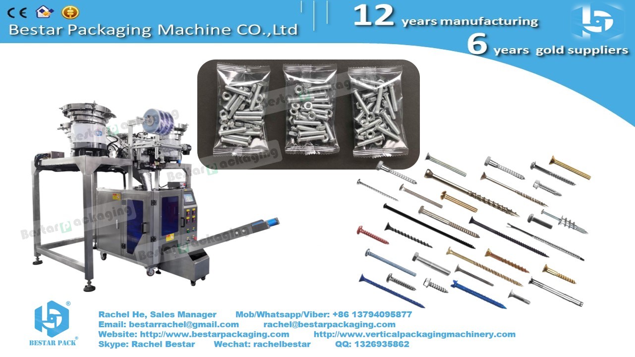 Furniture hardware washers nuts counting packaging machine with four vibrating bowls