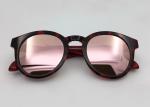 Round fasion acetate plastic sunglasses for Women mirror lens UV protection 400