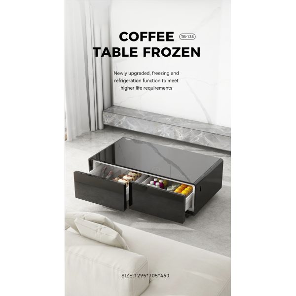 2024 Coffee Table Dining Table with Frozen Drawer and Wireless Charging Refrigerator for Home Living Room