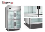 Upright Industrial Catering Fridge Stainless Steel Kitchen Display Four Glass