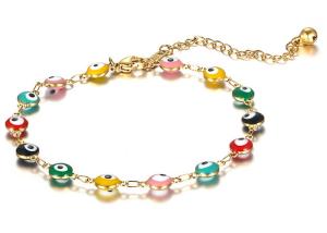 Wholesale Devil's Eyes Stainless Steel anklet Female 18K gold non-fading eye drops glue anklet spot American anklet Yiwu wholesale from china suppliers