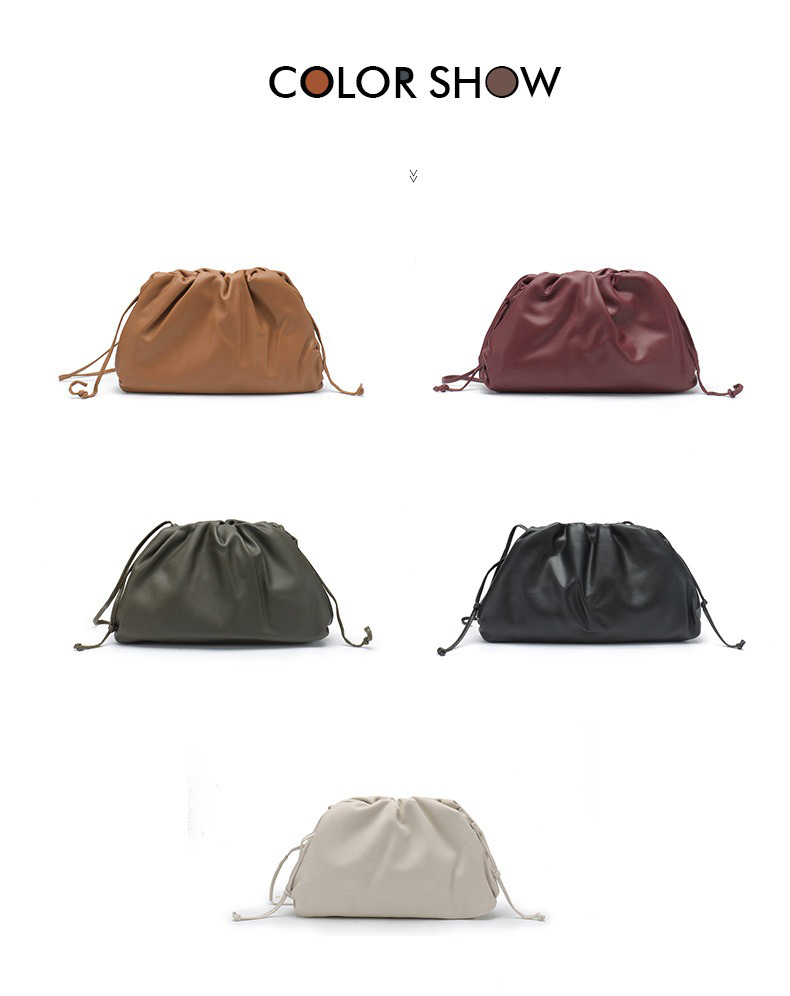 Portable Design Customizable Logo Women's Bag Genuine Leather Pleated Pattern Clutch
