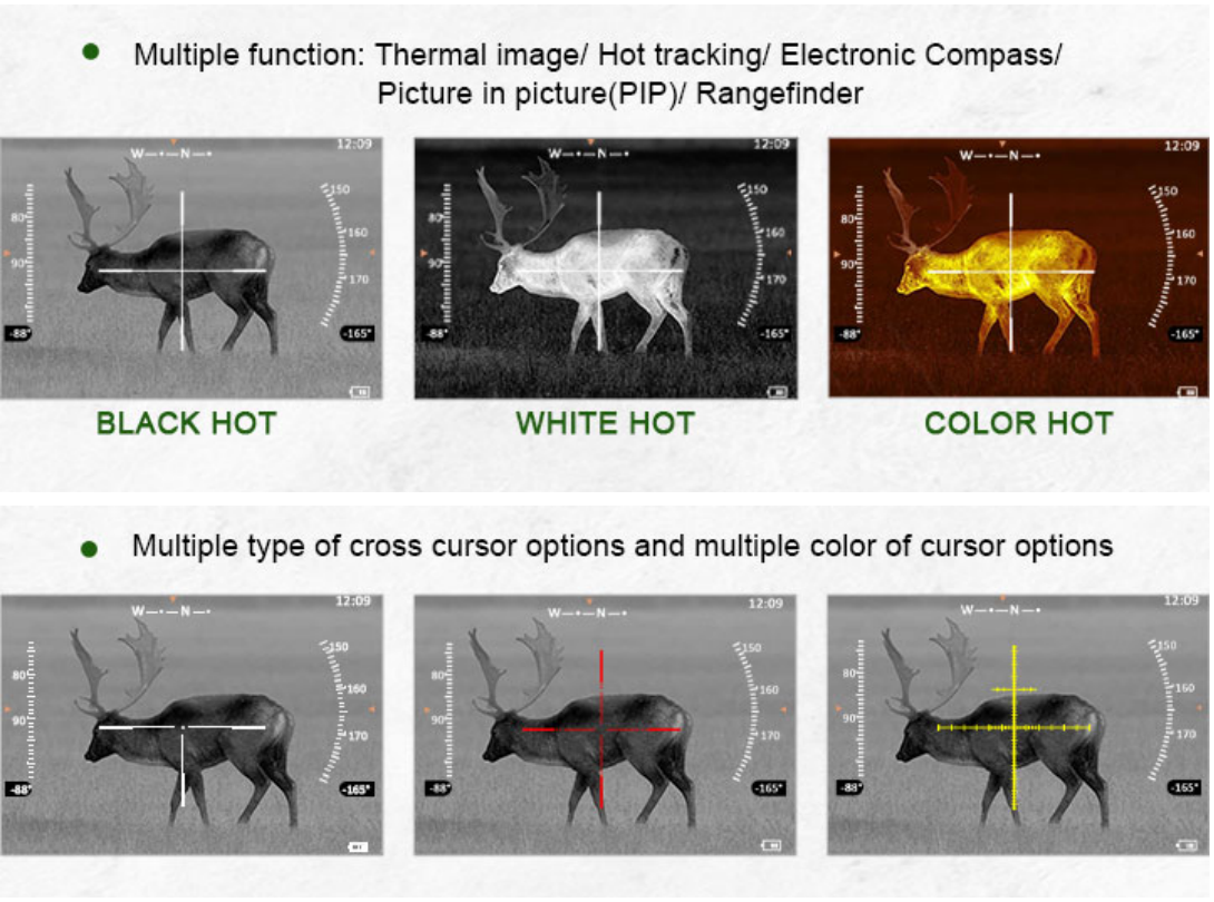 600m IP67 LRF Thermal Rifle Scopes 384x288px IR Gun Thermal Sight