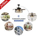 Retractable Blades Industrial Ceiling Fan , Vintage Cage Chandelier Ceiling Fan