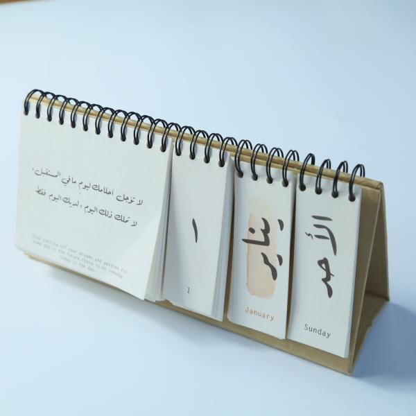Four Parts Perpetual Desk Calendar , Spiral Binding Self Standing Calendar